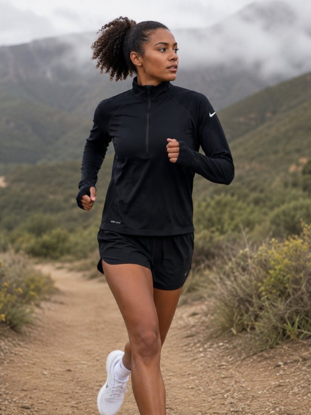'Nike Pro Dri-FIT' Black 1/4 Zip Pullover - Size M
